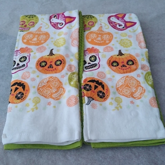 Celebrate Together Halloween Cotton Towels Sugar Skulls, Set of 4 - Picture 9 of 12